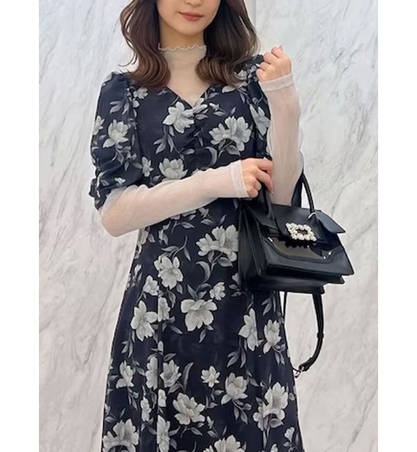 MERCURYDUO「フラワーギャザースリーブワンピース」|ワンピース|