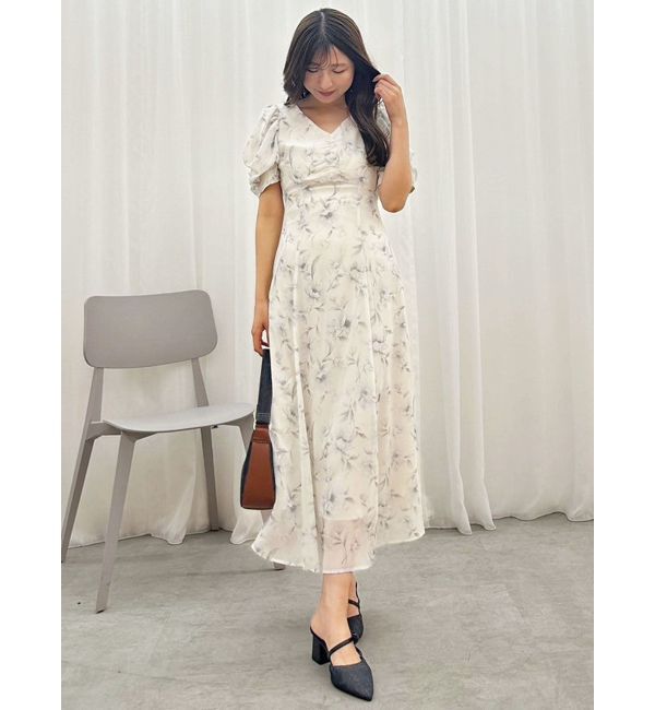 MERCURYDUO「フラワーギャザースリーブワンピース」|ワンピース|