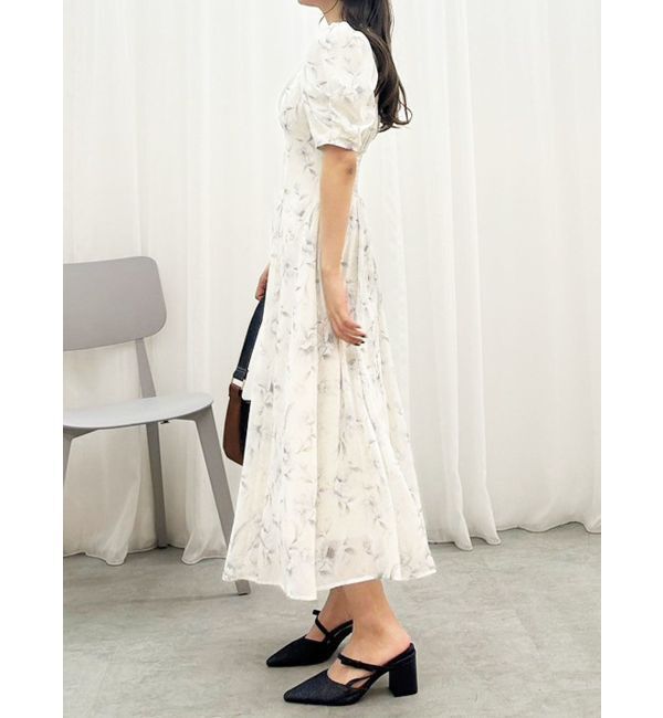 MERCURYDUO「フラワーギャザースリーブワンピース」|ワンピース|