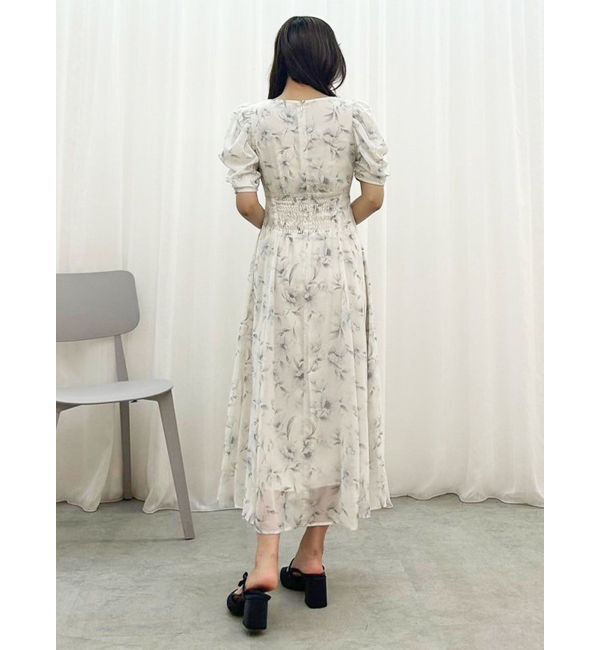 MERCURYDUO「フラワーギャザースリーブワンピース」|ワンピース|