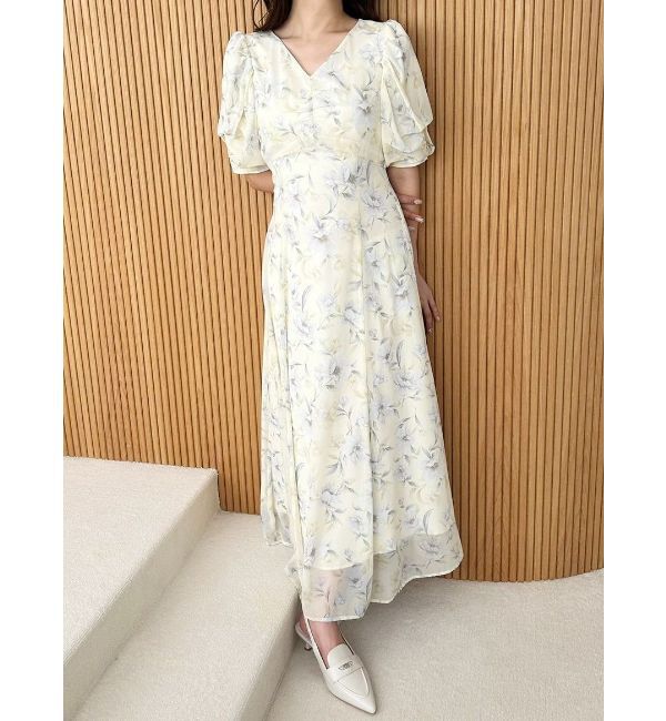 MERCURYDUO「フラワーギャザースリーブワンピース」|ワンピース|