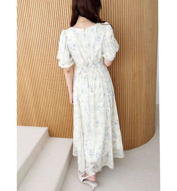 MERCURYDUO「フラワーギャザースリーブワンピース」|ワンピース|