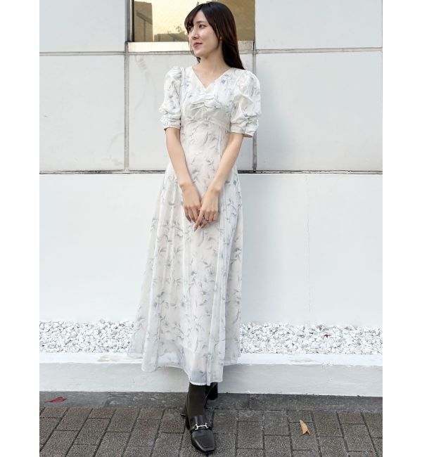 MERCURYDUO「フラワーギャザースリーブワンピース」|ワンピース|