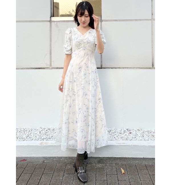 MERCURYDUO「フラワーギャザースリーブワンピース」|ワンピース|