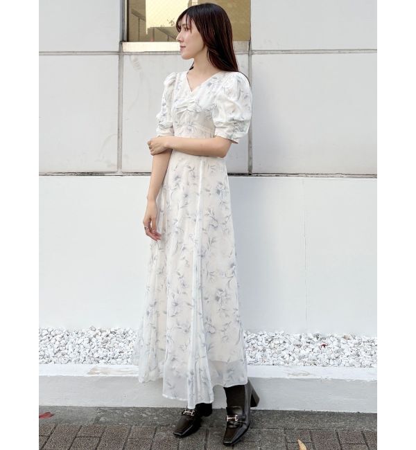 MERCURYDUO「フラワーギャザースリーブワンピース」|ワンピース|