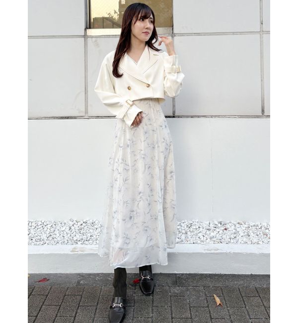 MERCURYDUO「フラワーギャザースリーブワンピース」|ワンピース|