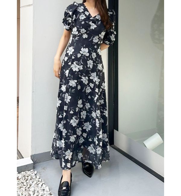 MERCURYDUO「フラワーギャザースリーブワンピース」|ワンピース|