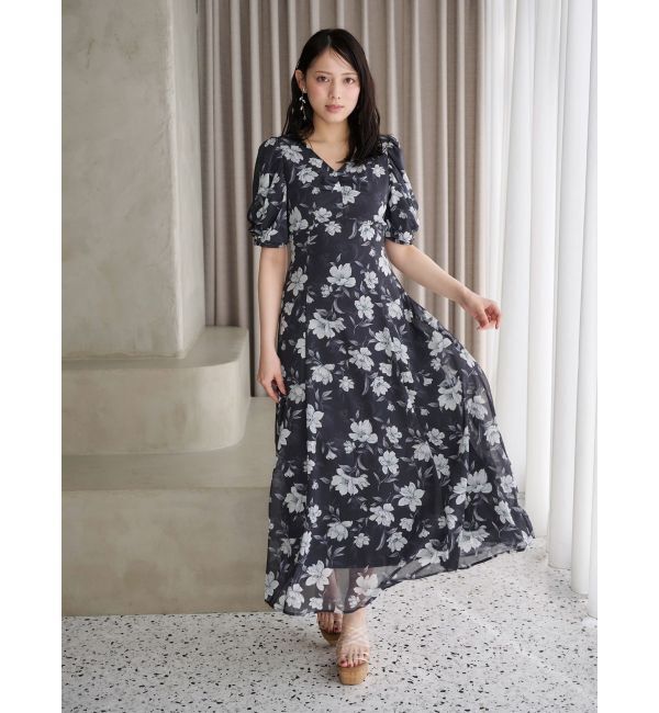 MERCURYDUO「フラワーギャザースリーブワンピース」|ワンピース|