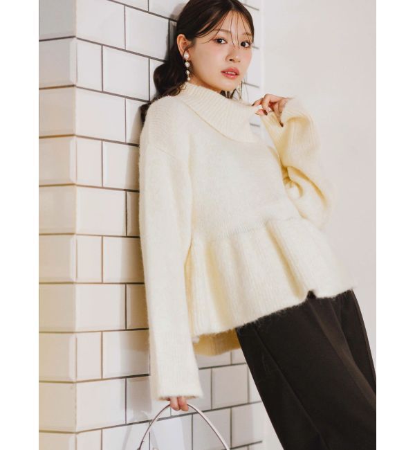 MERCURYDUO「【WEB限定カラーあり】オフタートルペプラムニット」|ニット・セーター|