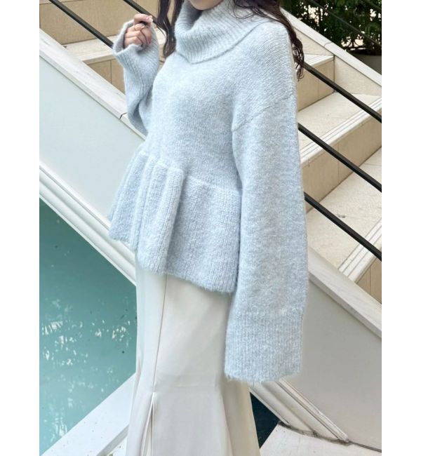 MERCURYDUO「【WEB限定カラーあり】オフタートルペプラムニット」|ニット・セーター|グレー