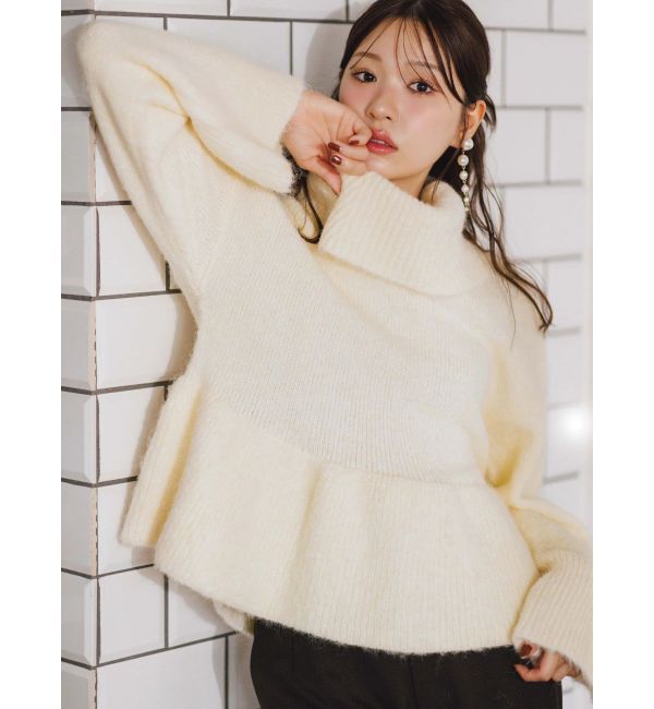 MERCURYDUO「【WEB限定カラーあり】オフタートルペプラムニット」|ニット・セーター|イエロー