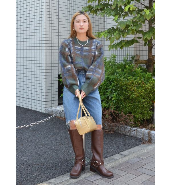 Ungrid「チェックジャカードルーズニット」|ニット・セーター|