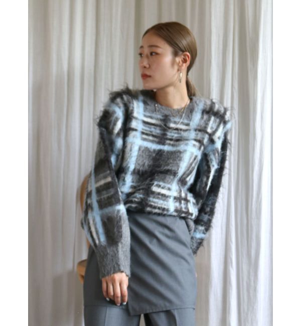 Ungrid「チェックジャカードルーズニット」|ニット・セーター|
