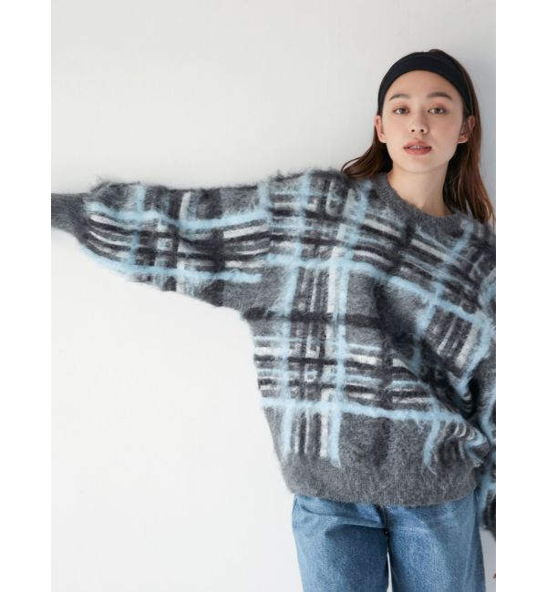 Ungrid「チェックジャカードルーズニット」|ニット・セーター|