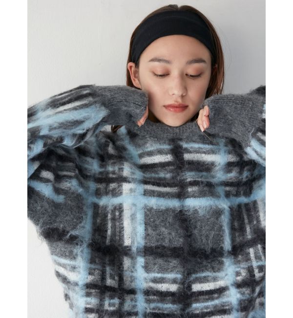 Ungrid「チェックジャカードルーズニット」|ニット・セーター|