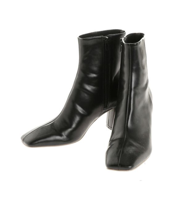 LAGUNAMOON「ミニマルカーブフォルムヒールショートブーツ」|ショートブーツ|ブラック