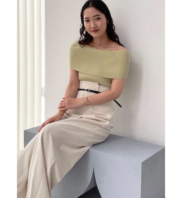 LAGUNAMOON「オフショルダーリブニットプルオーバー」|ニット・セーター|