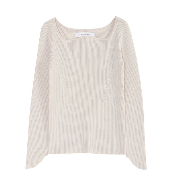 LAGUNAMOON「カーブネックデザインニットプルオーバー」|ニット・セーター|アイボリー