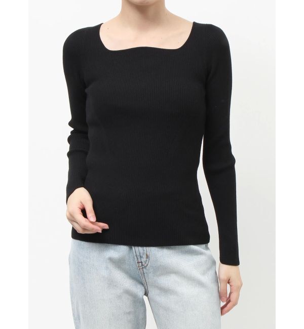 LAGUNAMOON「カーブネックデザインニットプルオーバー」|ニット・セーター|