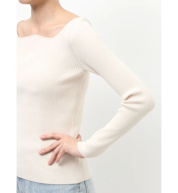 LAGUNAMOON「カーブネックデザインニットプルオーバー」|ニット・セーター|