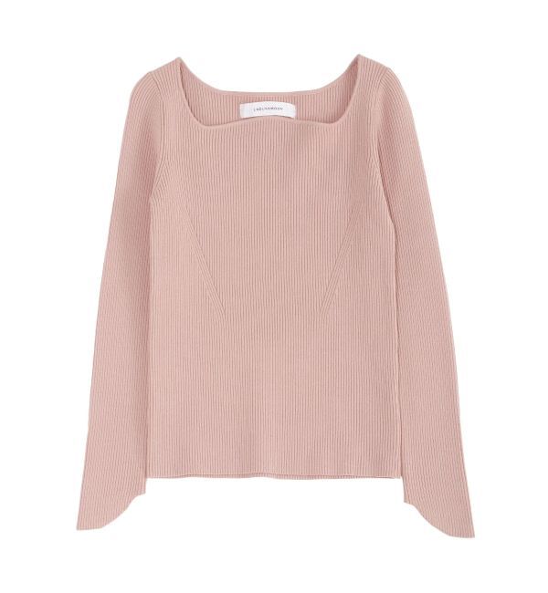 LAGUNAMOON「カーブネックデザインニットプルオーバー」|ニット・セーター|ピンク