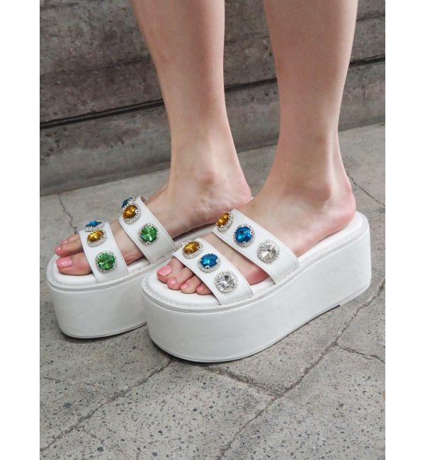 EVRIS「ビジューデザインプラットフォームサンダル」|サンダル|