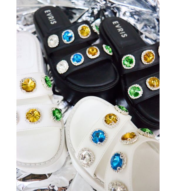 EVRIS「ビジューデザインプラットフォームサンダル」|サンダル|