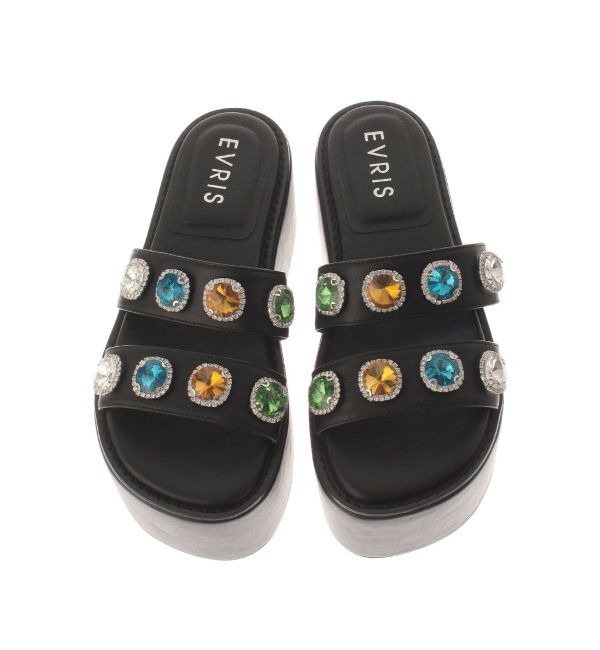 EVRIS「ビジューデザインプラットフォームサンダル」|サンダル|