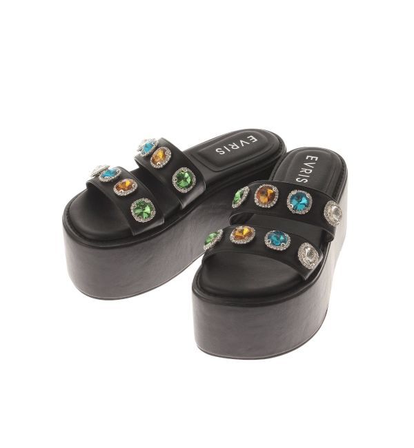 EVRIS「ビジューデザインプラットフォームサンダル」|サンダル|