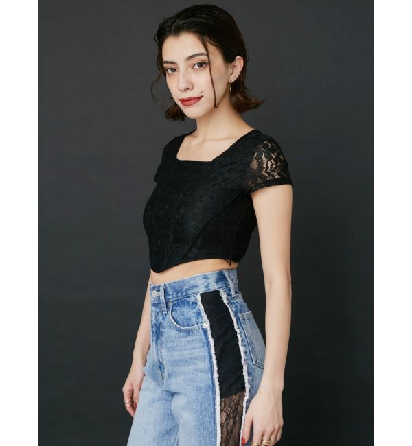 EVRIS「レースクロップドトップス」|Tシャツ・カットソー|