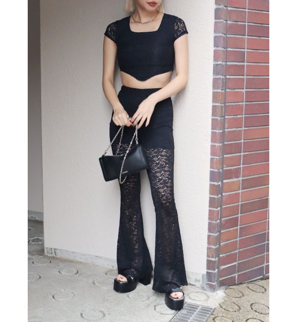 EVRIS「レースクロップドトップス」|Tシャツ・カットソー|