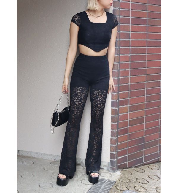 EVRIS「レースクロップドトップス」|Tシャツ・カットソー|