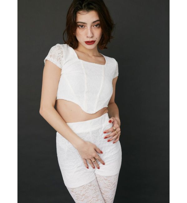EVRIS「レースクロップドトップス」|Tシャツ・カットソー|
