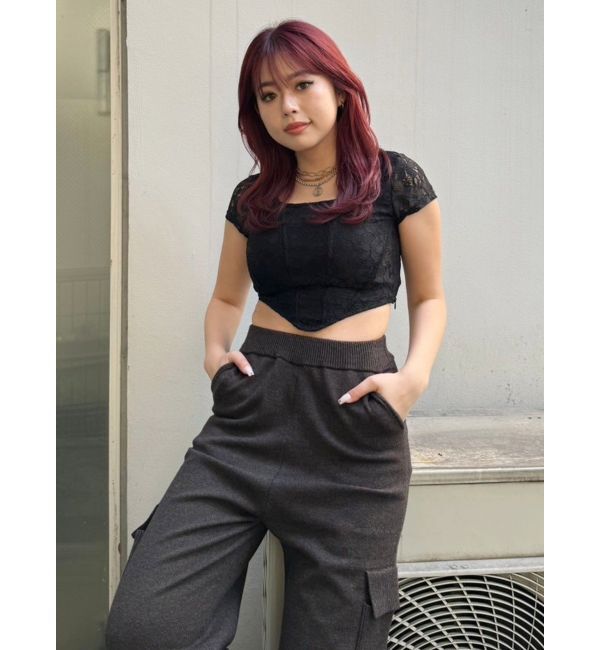 EVRIS「レースクロップドトップス」|Tシャツ・カットソー|