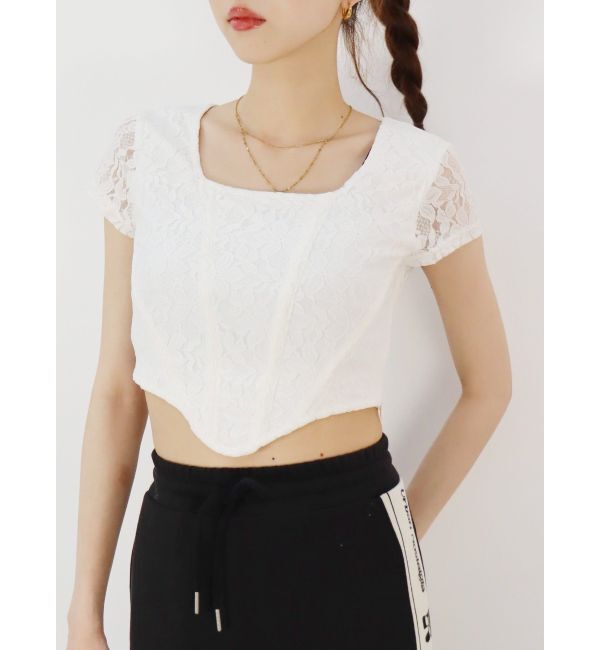 EVRIS「レースクロップドトップス」|Tシャツ・カットソー|
