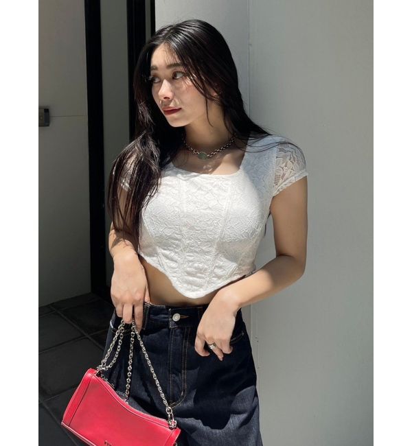 EVRIS「レースクロップドトップス」|Tシャツ・カットソー|