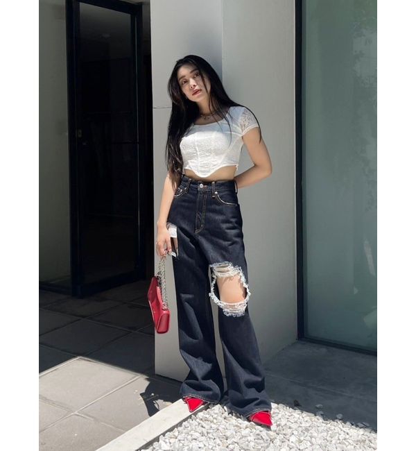 EVRIS「レースクロップドトップス」|Tシャツ・カットソー|