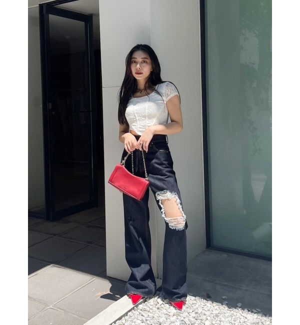 EVRIS「レースクロップドトップス」|Tシャツ・カットソー|