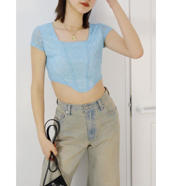 EVRIS「レースクロップドトップス」|Tシャツ・カットソー|