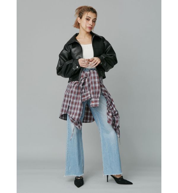 EVRIS「レザーライクコンパクトブルゾン【セットアップ着用可能】」|ブルゾン・スタジャン|