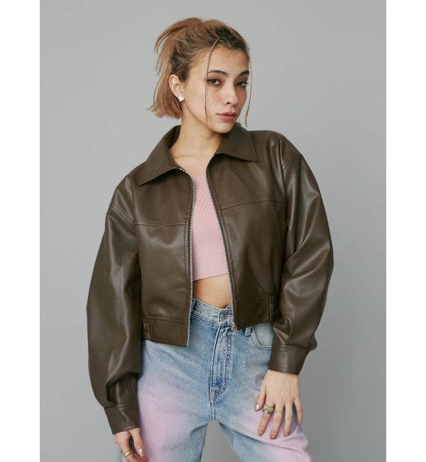 EVRIS「レザーライクコンパクトブルゾン【セットアップ着用可能】」|ブルゾン・スタジャン|