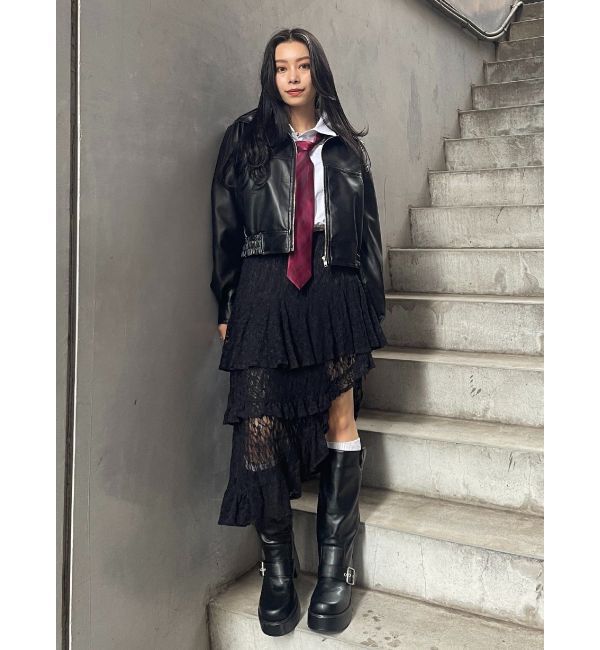 EVRIS「レザーライクコンパクトブルゾン【セットアップ着用可能】」|ブルゾン・スタジャン|