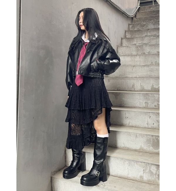 EVRIS「レザーライクコンパクトブルゾン【セットアップ着用可能】」|ブルゾン・スタジャン|