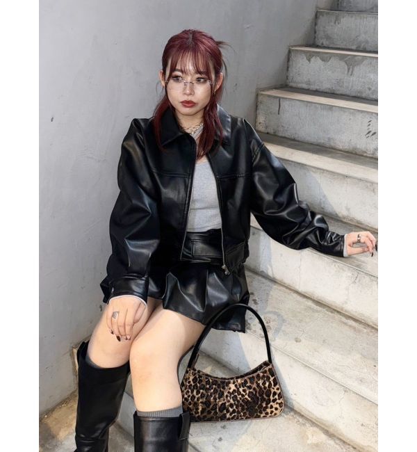 EVRIS「レザーライクコンパクトブルゾン【セットアップ着用可能】」|ブルゾン・スタジャン|