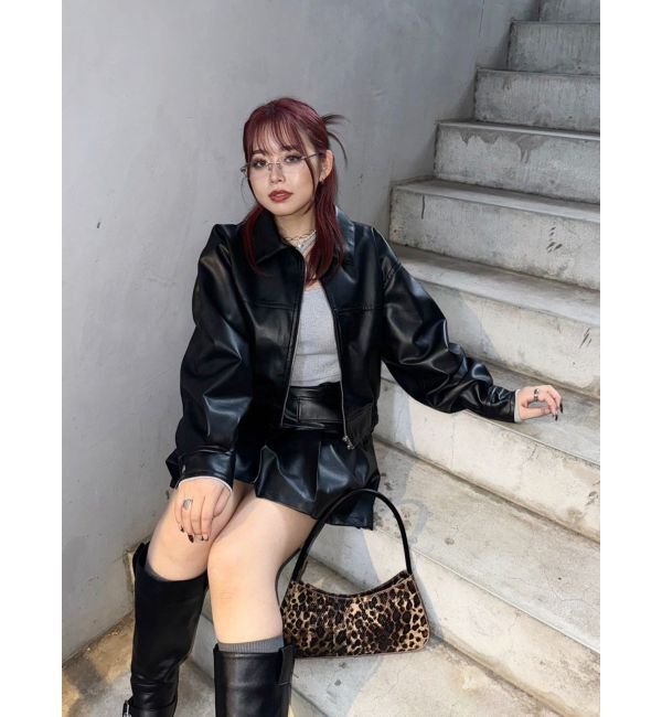 EVRIS「レザーライクコンパクトブルゾン【セットアップ着用可能】」|ブルゾン・スタジャン|