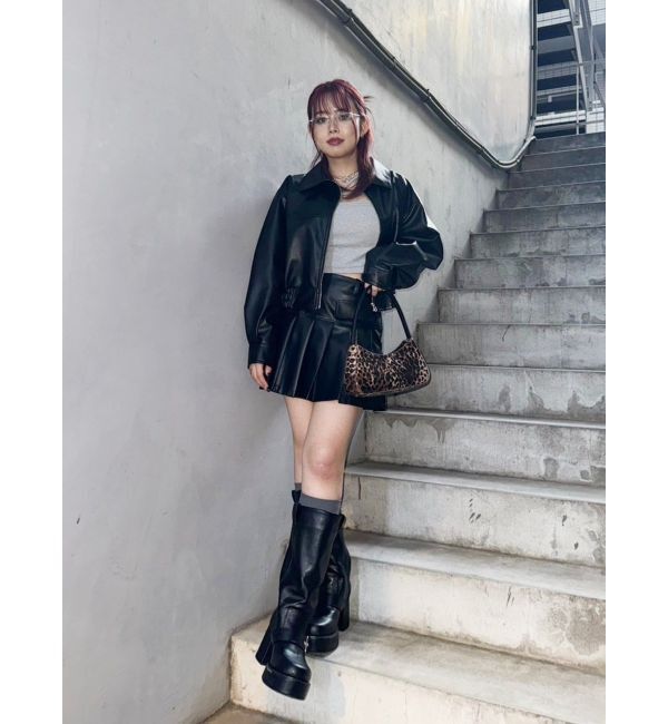 EVRIS「レザーライクコンパクトブルゾン【セットアップ着用可能】」|ブルゾン・スタジャン|