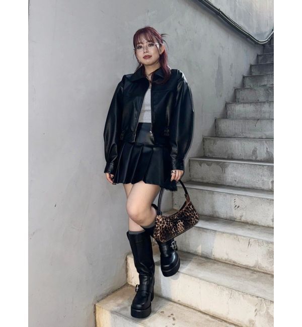 EVRIS「レザーライクコンパクトブルゾン【セットアップ着用可能】」|ブルゾン・スタジャン|