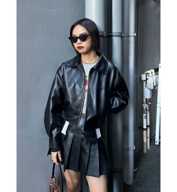 EVRIS「レザーライクコンパクトブルゾン【セットアップ着用可能】」|ブルゾン・スタジャン|