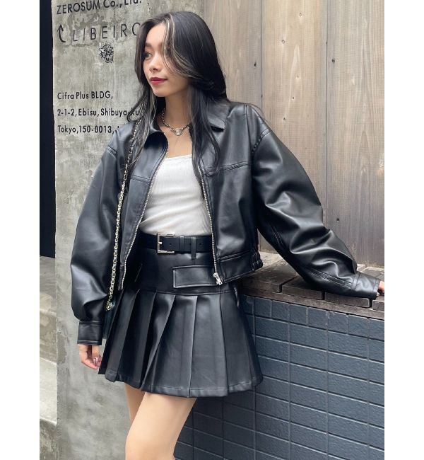 EVRIS「レザーライクコンパクトブルゾン【セットアップ着用可能】」|ブルゾン・スタジャン|