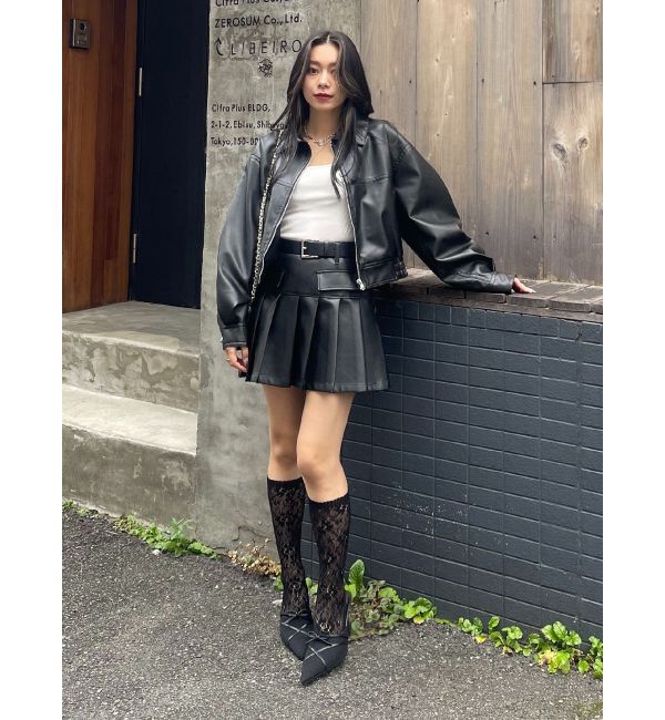 EVRIS「レザーライクコンパクトブルゾン【セットアップ着用可能】」|ブルゾン・スタジャン|